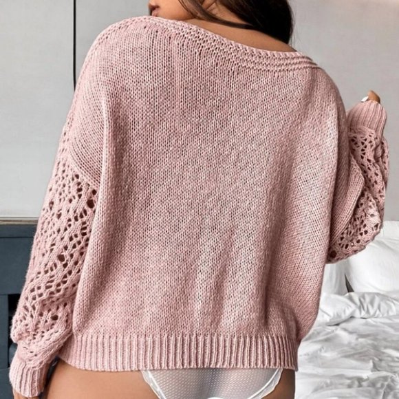Pink Plus Size Knit Sweater Top - Picture 2 of 4